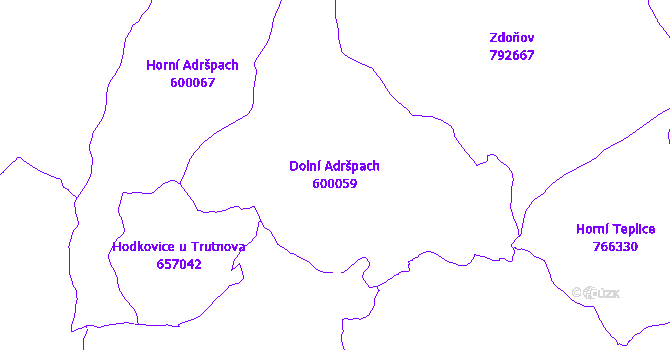 Katastrální mapa Dolní Adršpach - přehledová mapa katastrálního území