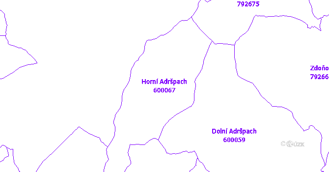 Katastrální mapa Horní Adršpach - přehledová mapa katastrálního území