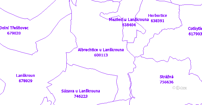 Katastrální mapa Albrechtice u Lanškrouna - přehledová mapa katastrálního území