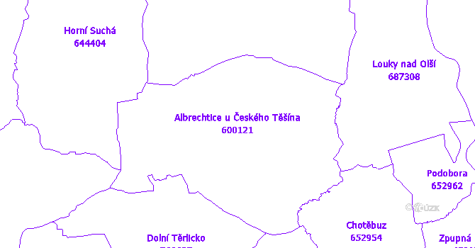 Katastrální mapa Albrechtice u Českého Těšína