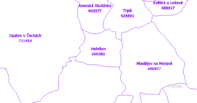 Katastrální mapa Helvíkov