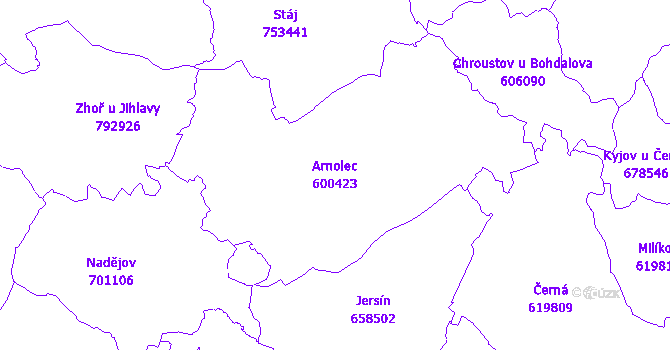 Katastrální mapa Arnolec - přehledová mapa katastrálního území