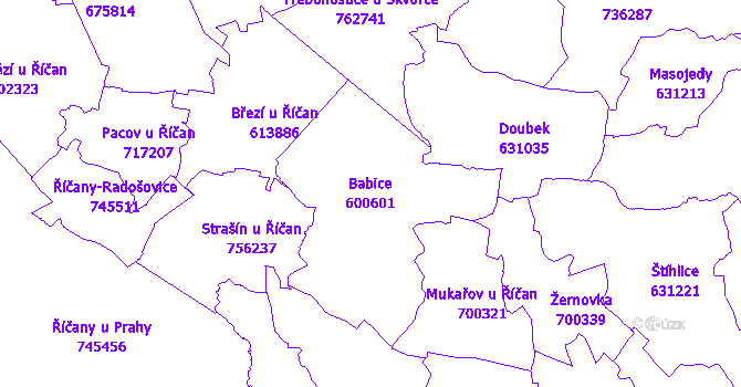 Katastrální mapa Babice - přehledová mapa katastrálního území