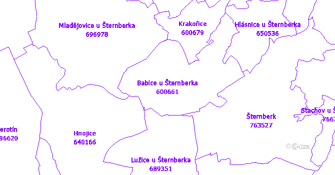 Katastrální mapa Babice u Šternberka - přehledová mapa katastrálního území