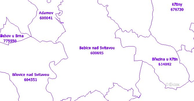 Katastrální mapa Babice nad Svitavou