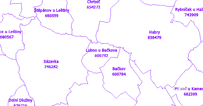 Katastrální mapa Lubno u Bačkova