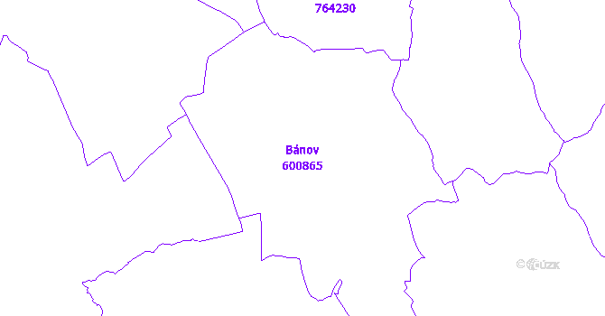 Katastrální mapa Bánov - přehledová mapa katastrálního území