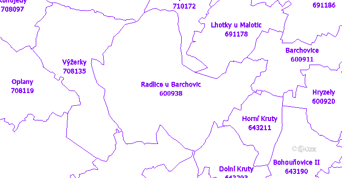 Katastrální mapa Radlice u Barchovic