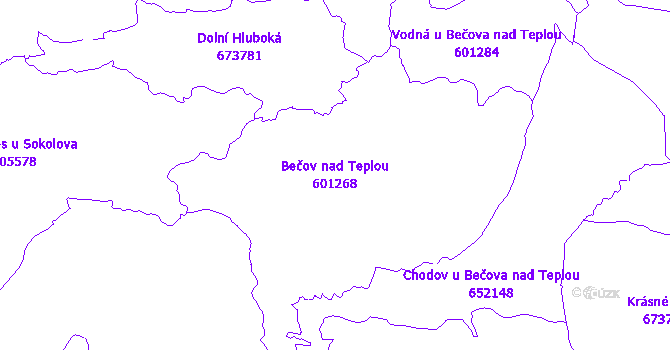 Katastrální mapa Bečov nad Teplou - přehledová mapa katastrálního území