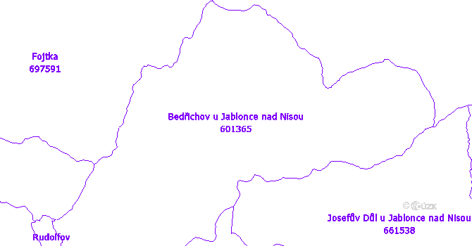 Katastrální mapa Bedřichov u Jablonce nad Nisou - přehledová mapa katastrálního území
