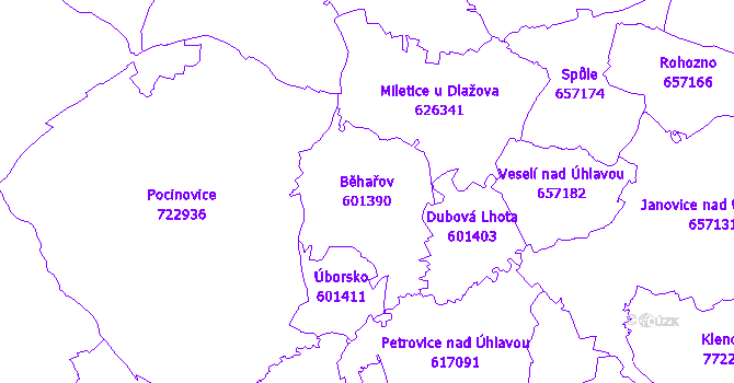 Katastrální mapa Běhařov