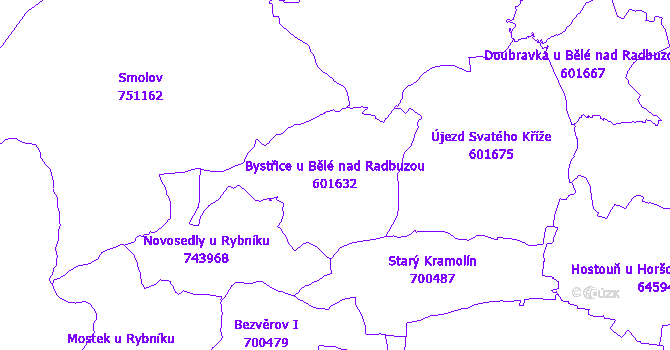 Katastrální mapa Bystřice u Bělé nad Radbuzou