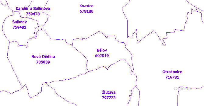 Katastrální mapa Bělov