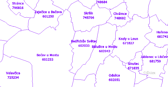 Katastrální mapa Bedřichův Světec