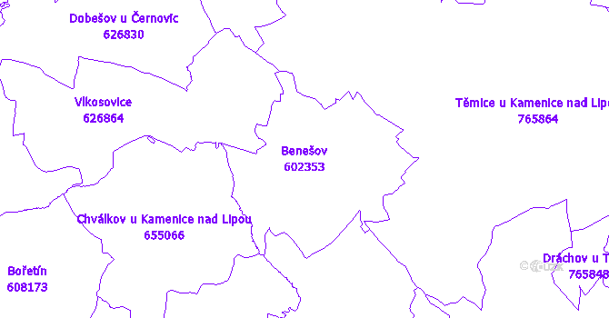 Katastrální mapa Benešov