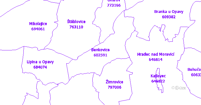 Katastrální mapa Benkovice