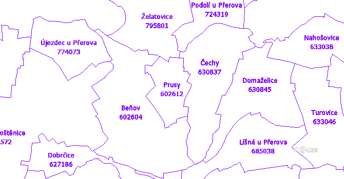 Katastrální mapa Prusy