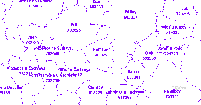 Katastrální mapa Hořákov