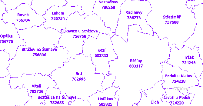 Katastrální mapa Kozí