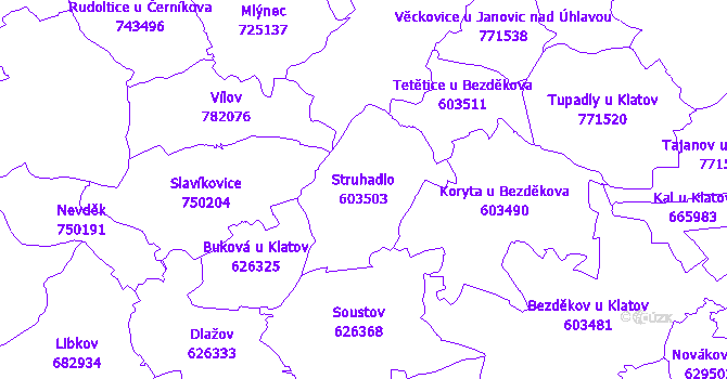 Katastrální mapa Struhadlo