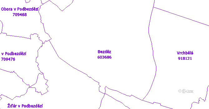 Katastrální mapa Bezděz - přehledová mapa katastrálního území