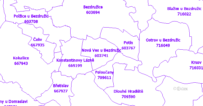Katastrální mapa Nová Ves u Bezdružic - přehledová mapa katastrálního území