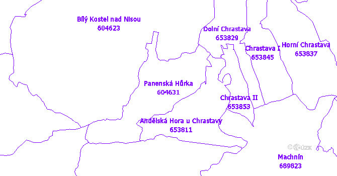 Katastrální mapa Panenská Hůrka - přehledová mapa katastrálního území