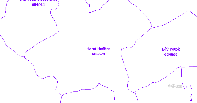 Katastrální mapa Horní Hoštice - přehledová mapa katastrálního území