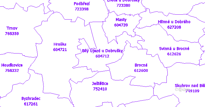 Katastrální mapa Bílý Újezd u Dobrušky