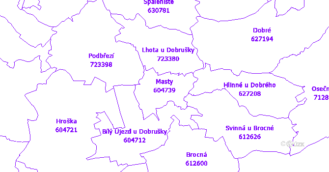 Katastrální mapa Masty - přehledová mapa katastrálního území