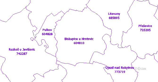 Katastrální mapa Biskupice u Hrotovic