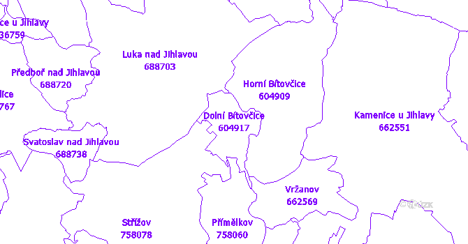 Katastrální mapa Dolní Bítovčice