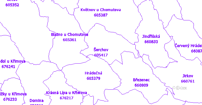 Katastrální mapa Šerchov