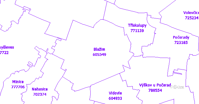 Katastrální mapa Blažim - přehledová mapa katastrálního území