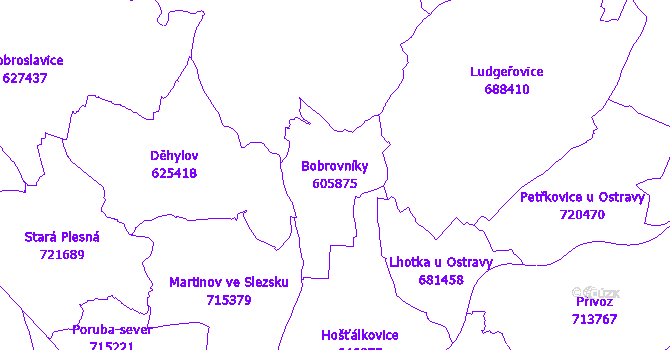 Katastrální mapa Bobrovníky