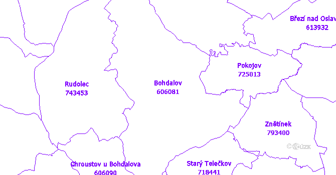 Katastrální mapa Bohdalov