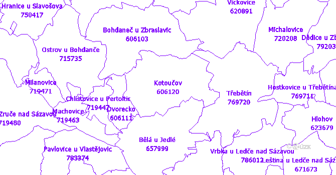 Katastrální mapa Kotoučov - přehledová mapa katastrálního území
