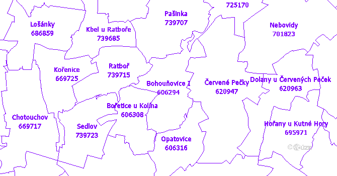 Katastrální mapa Bohouňovice I