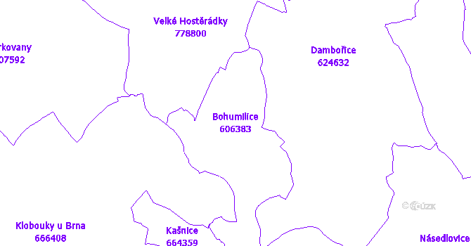 Katastrální mapa Bohumilice - přehledová mapa katastrálního území
