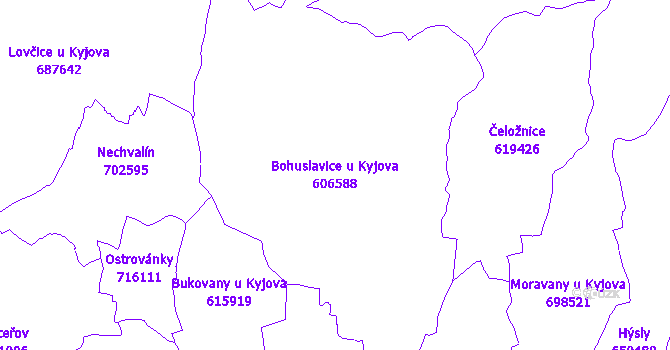 Katastrální mapa Bohuslavice u Kyjova - přehledová mapa katastrálního území