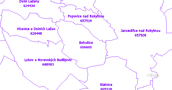 Katastrální mapa Bohušice