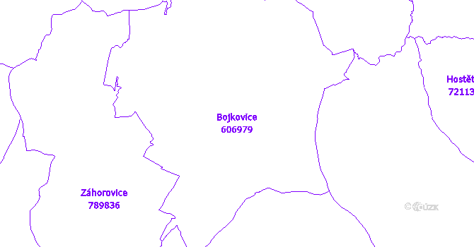 Katastrální mapa Bojkovice - přehledová mapa katastrálního území