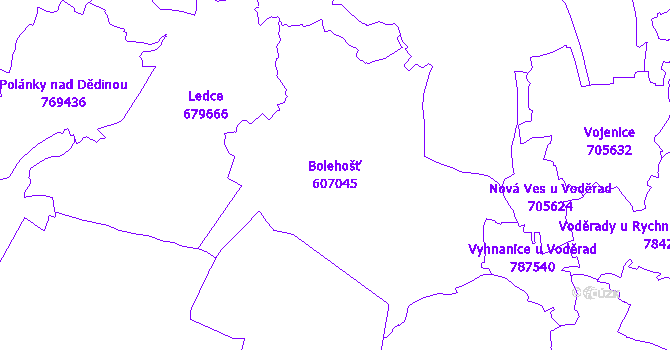Katastrální mapa Bolehošť - přehledová mapa katastrálního území