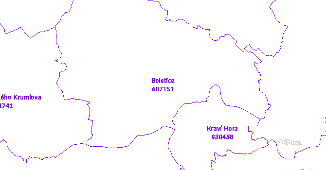 Katastrální mapa Boletice - přehledová mapa katastrálního území