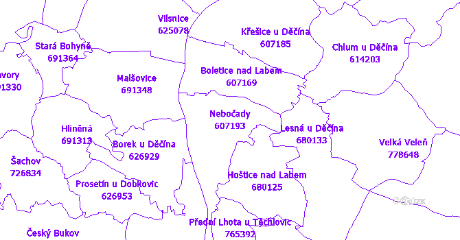 Katastrální mapa Nebočady