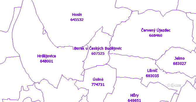 Katastrální mapa Borek u Českých Budějovic