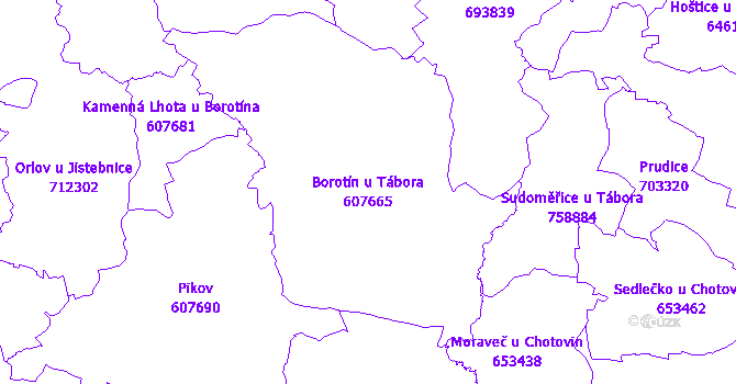 Katastrální mapa Borotín u Tábora