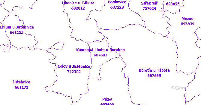 Katastrální mapa Kamenná Lhota u Borotína