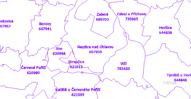 Katastrální mapa Nezdice nad Úhlavou - přehledová mapa katastrálního území