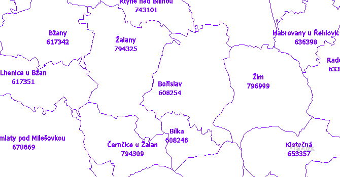 Katastrální mapa Bořislav - přehledová mapa katastrálního území